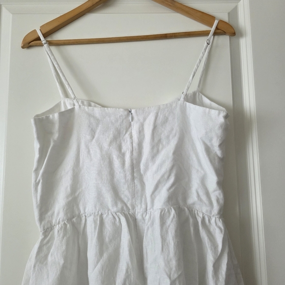 Reformation Linen Midi Dress Spaghetti Straps Laceup Wmns 10 White Coastal Chic - Picture 3 of 8
